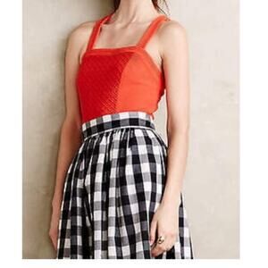 Anthro Deletta Red Ribbed Criss-Cross Tank Top